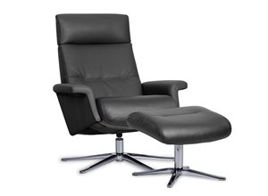 IMG - Space 3600 lænestol og fodskammel - Sort læder